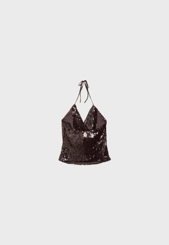 Halter-Oberteil mit Pailletten Halter-Oberteil mit Pailletten