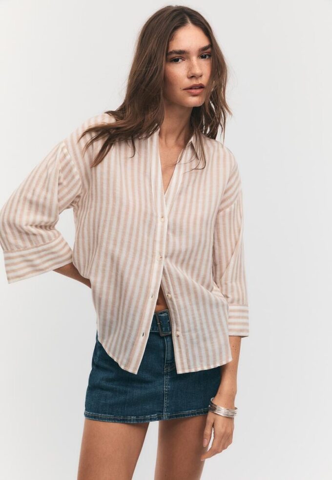 Hemd mit Kimonoärmeln in Leinenoptik Hemd mit Kimonoärmeln in Leinenoptik