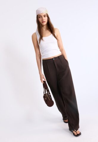 Hose mit geradem Bein im Leinen-Look