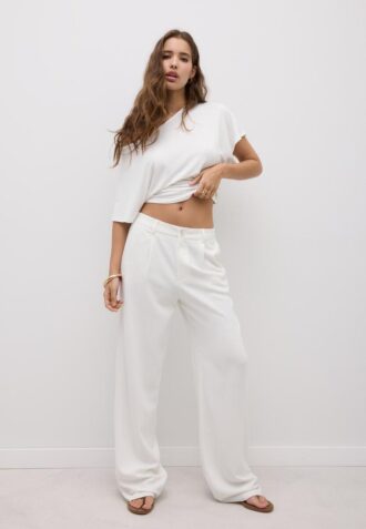 Hose mit geradem Bein im Leinen-Look