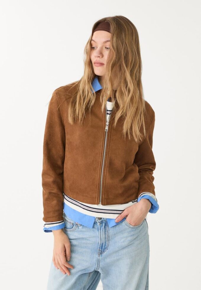 Jacke aus Kunstwildleder mit Reißverschluss