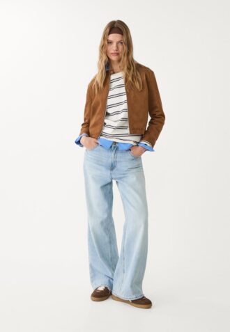 Jacke aus Kunstwildleder mit Reißverschluss