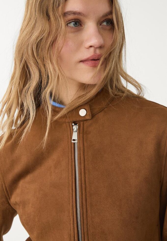 Jacke aus Kunstwildleder mit Reißverschluss