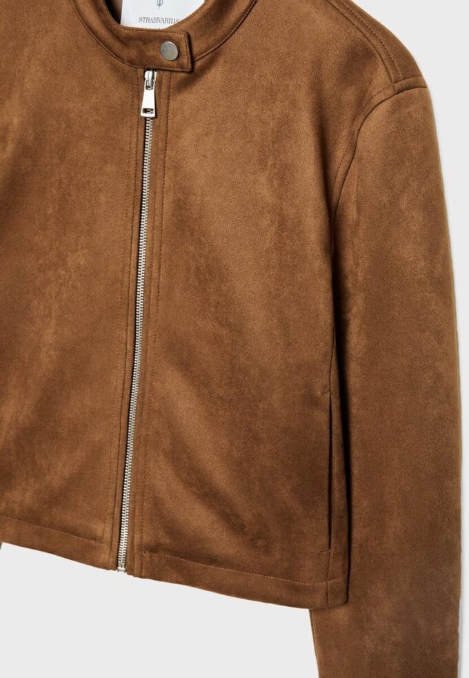 Jacke aus Kunstwildleder mit Reißverschluss