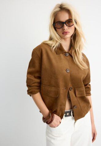 Jacke aus Kunstwildleder mit Taschen