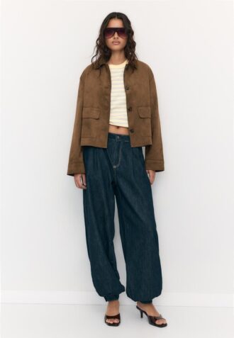 Jacke aus Kunstwildleder mit Taschen