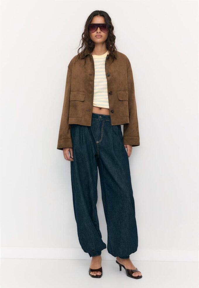 Jacke aus Kunstwildleder mit Taschen