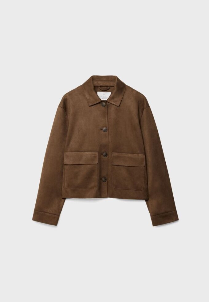 Jacke aus Kunstwildleder mit Taschen