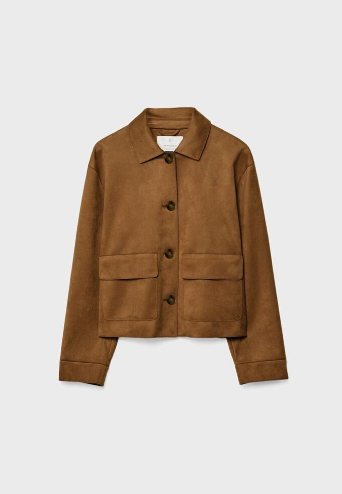 Jacke aus Kunstwildleder mit Taschen