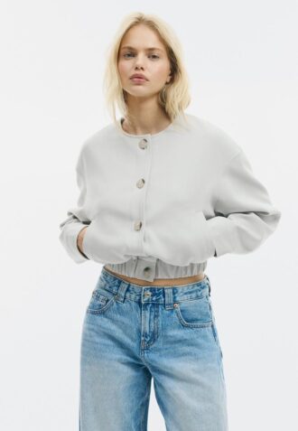Jacke mit Puffärmeln und Rundhalsausschnitt
