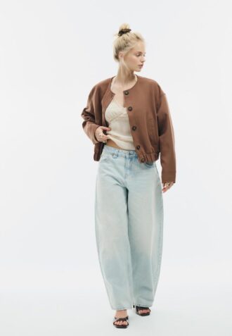 Jacke mit Puffärmeln und Rundhalsausschnitt