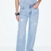 Jeans in gerader Passform mit Strasssteinen