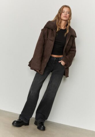 Jeans mit niedriger Leibhöhe und Wide Leg-Bein