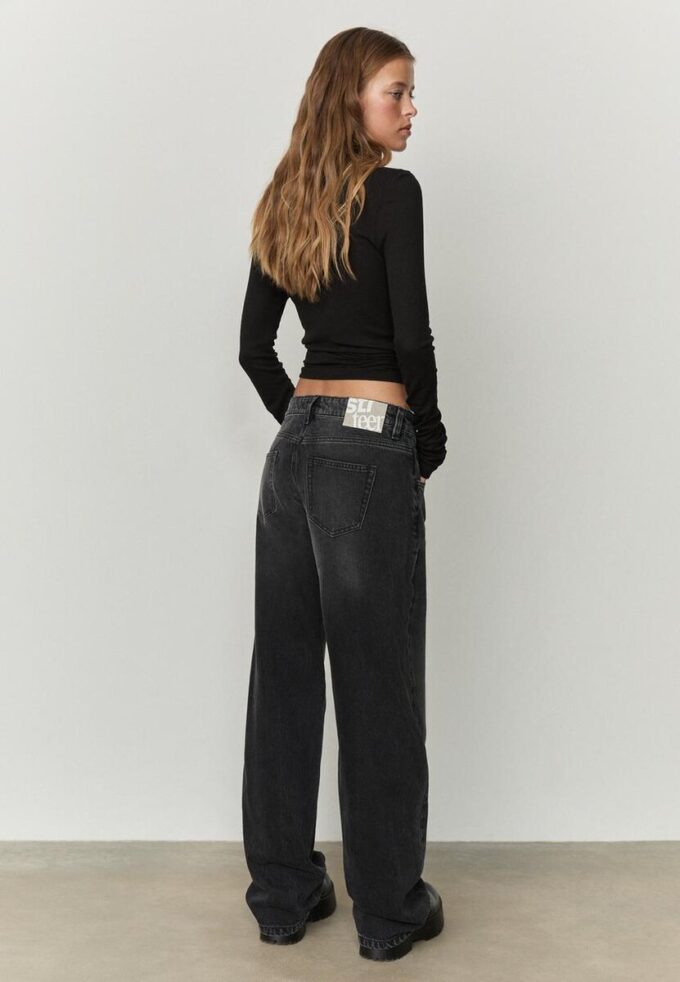 Jeans mit niedriger Leibhöhe und Wide Leg-Bein