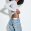 Jeans mit niedriger Leibhöhe und Wide Leg mit Stern-Detail