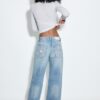 Jeans mit niedriger Leibhöhe und Wide Leg mit Stern-Detail