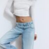 Jeans mit niedriger Leibhöhe und Wide Leg mit Stern-Detail