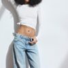 Jeans mit niedriger Leibhöhe und Wide Leg mit Stern-Detail