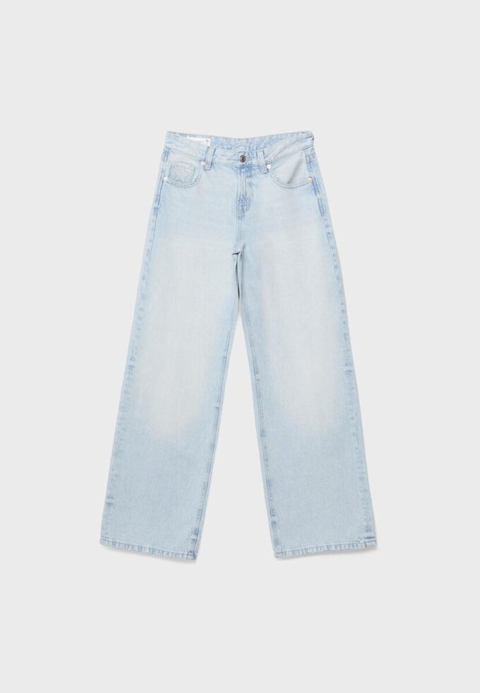 Jeans mit niedriger Leibhöhe und Wide Leg mit Stern-Detail