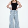 Jeans mit niedriger Leibhöhe und Wide Leg mit Strasssteinen