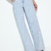 Jeans mit niedriger Leibhöhe und Wide Leg mit Strasssteinen
