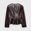 Kragenloser Blazer mit Peplum in Lederoptik