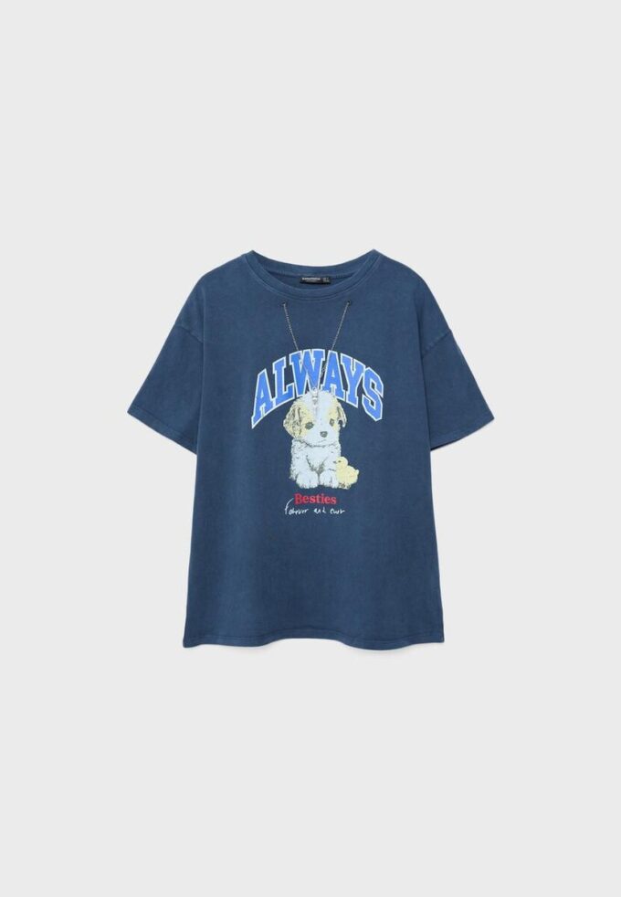 Kurzarm-T-Shirt mit Grafik und Applikation