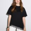Kurzarm-T-Shirt mit Spitzenbesatz Kurzarm-T-Shirt mit Spitzenbesatz