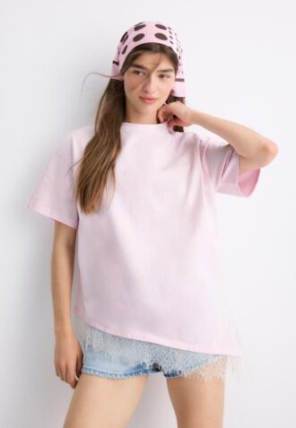 kurzarm t shirt mit spitzenbesatz 1 2 330x477 - Kurzarm-T-Shirt mit Spitzenbesatz