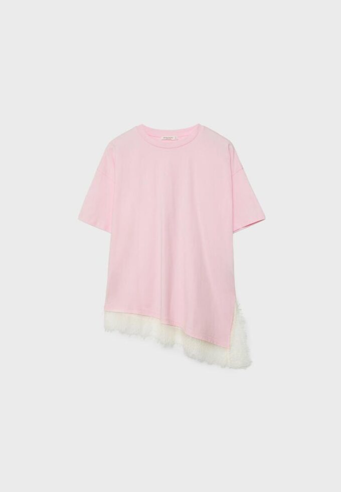 Kurzarm-T-Shirt mit Spitzenbesatz Kurzarm-T-Shirt mit Spitzenbesatz