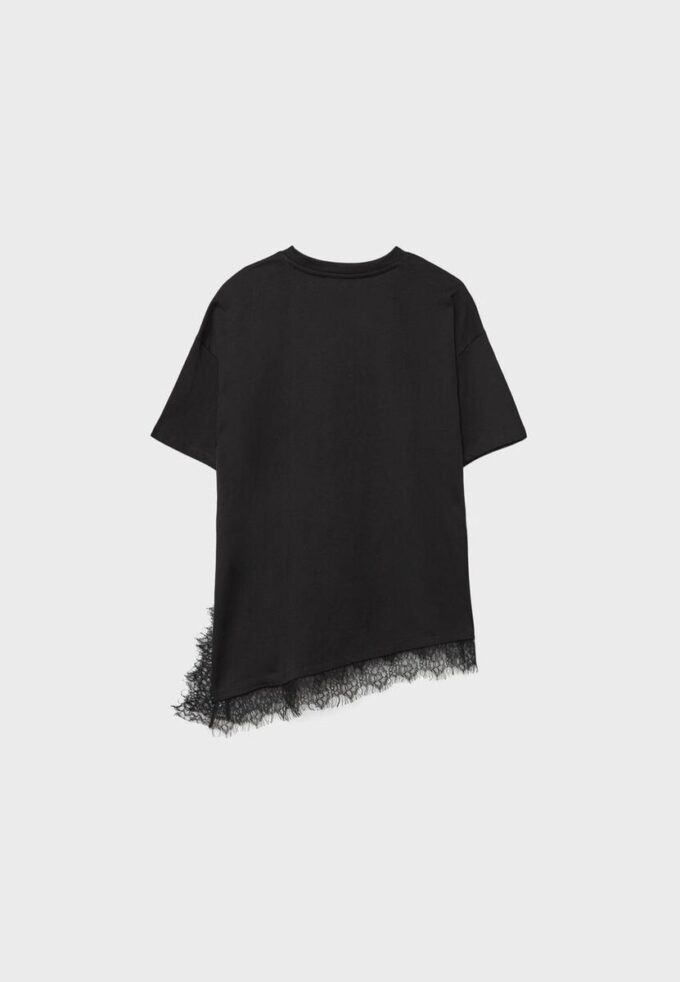 Kurzarm-T-Shirt mit Spitzenbesatz Kurzarm-T-Shirt mit Spitzenbesatz