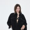 Kurzes Denim-Overshirt mit Nieten
