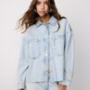 Kurzes Denim-Overshirt mit Nieten