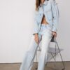 Kurzes Denim-Overshirt mit Nieten