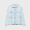 Kurzes Denim-Overshirt mit Nieten