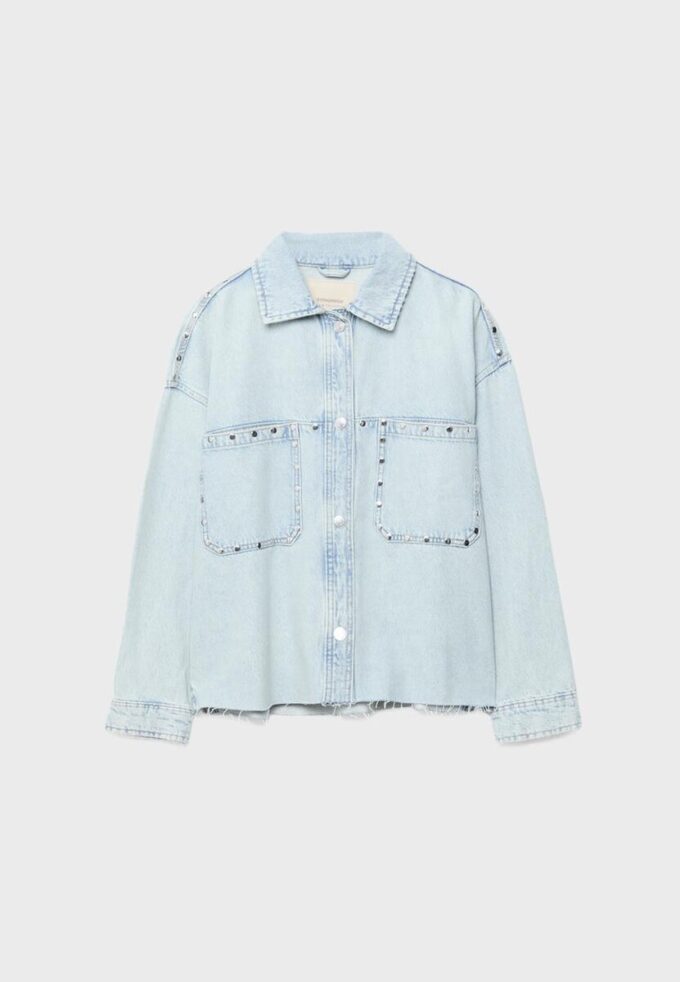 Kurzes Denim-Overshirt mit Nieten
