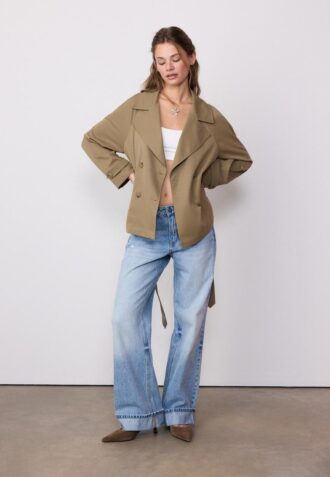 Kurzes, fließendes Trenchcoat mit Gürtel