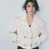 Kurzes Zweireihiger Trenchcoat