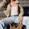 Kurzes Zweireihiger Trenchcoat