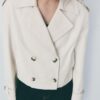 Kurzes Zweireihiger Trenchcoat