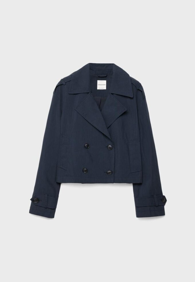 Kurzes Zweireihiger Trenchcoat Kurzes Zweireihiger Trenchcoat
