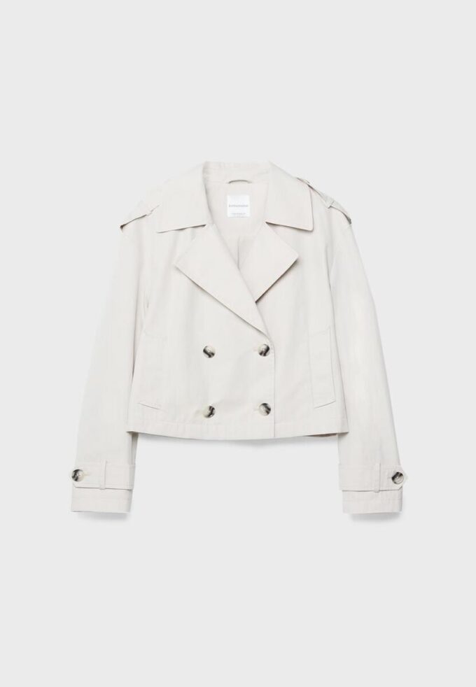 Kurzes Zweireihiger Trenchcoat