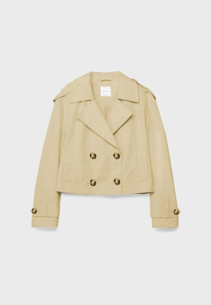 Kurzes Zweireihiger Trenchcoat