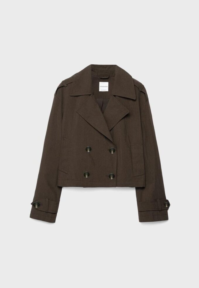 Kurzes Zweireihiger Trenchcoat Kurzes Zweireihiger Trenchcoat