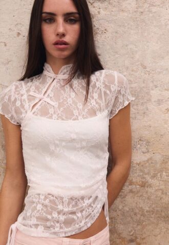 Kurzärmeliges T-Shirt im Qipao-Stil