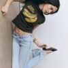 Kurzärmeliges T-Shirt mit Bananenmuster