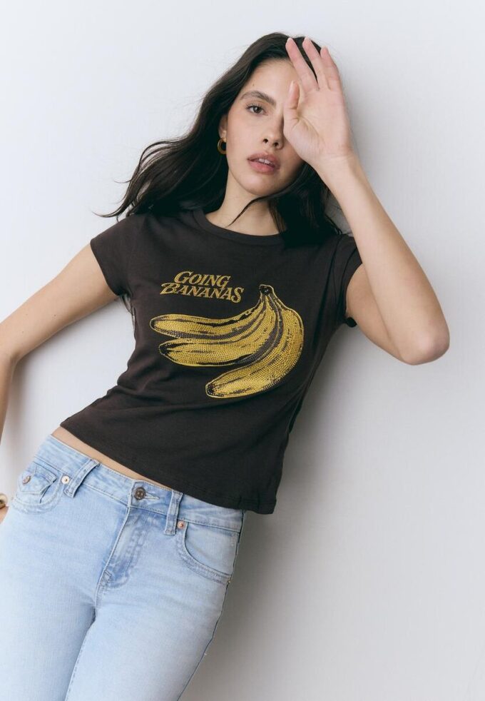 Kurzärmeliges T-Shirt mit Bananenmuster