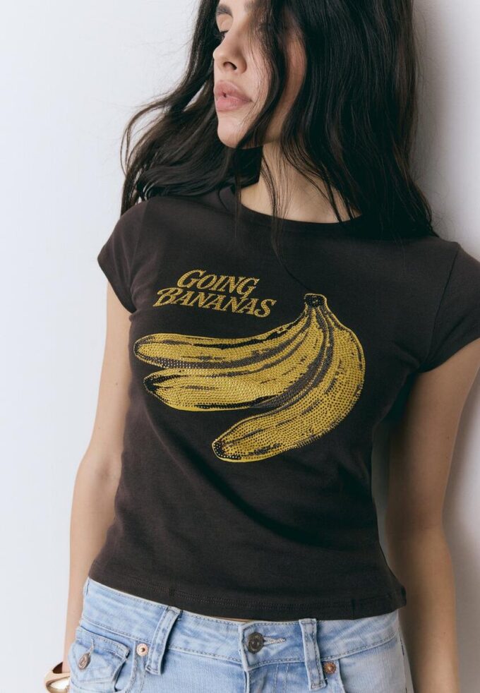 Kurzärmeliges T-Shirt mit Bananenmuster
