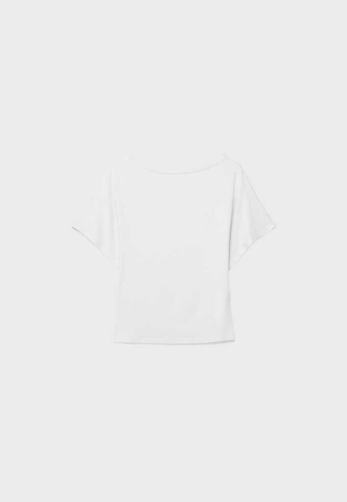 Kurzärmeliges T-Shirt mit U-Boot-Ausschnitt Kurzärmeliges T-Shirt mit U-Boot-Ausschnitt
