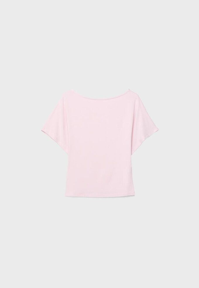 Kurzärmeliges T-Shirt mit U-Boot-Ausschnitt Kurzärmeliges T-Shirt mit U-Boot-Ausschnitt